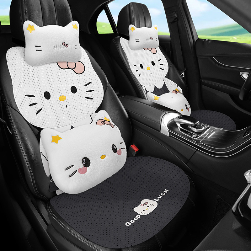 汽车坐垫卡通可爱女生座椅椅套四季通用半包座套网红女神车内座垫