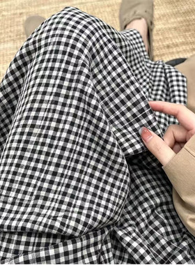 夏薄棉绸大码直筒碎花防蚊裤女
