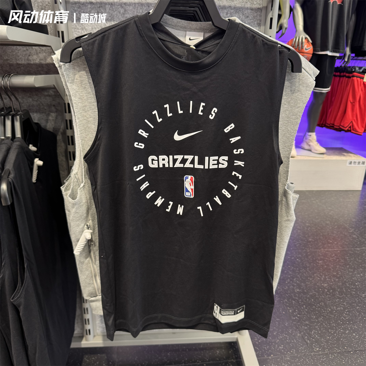 正品Nike/耐克男子灰熊热身训练速干篮球背心无袖运动T恤 HF1875