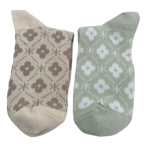 日单复古小众双针双路小花朵袜