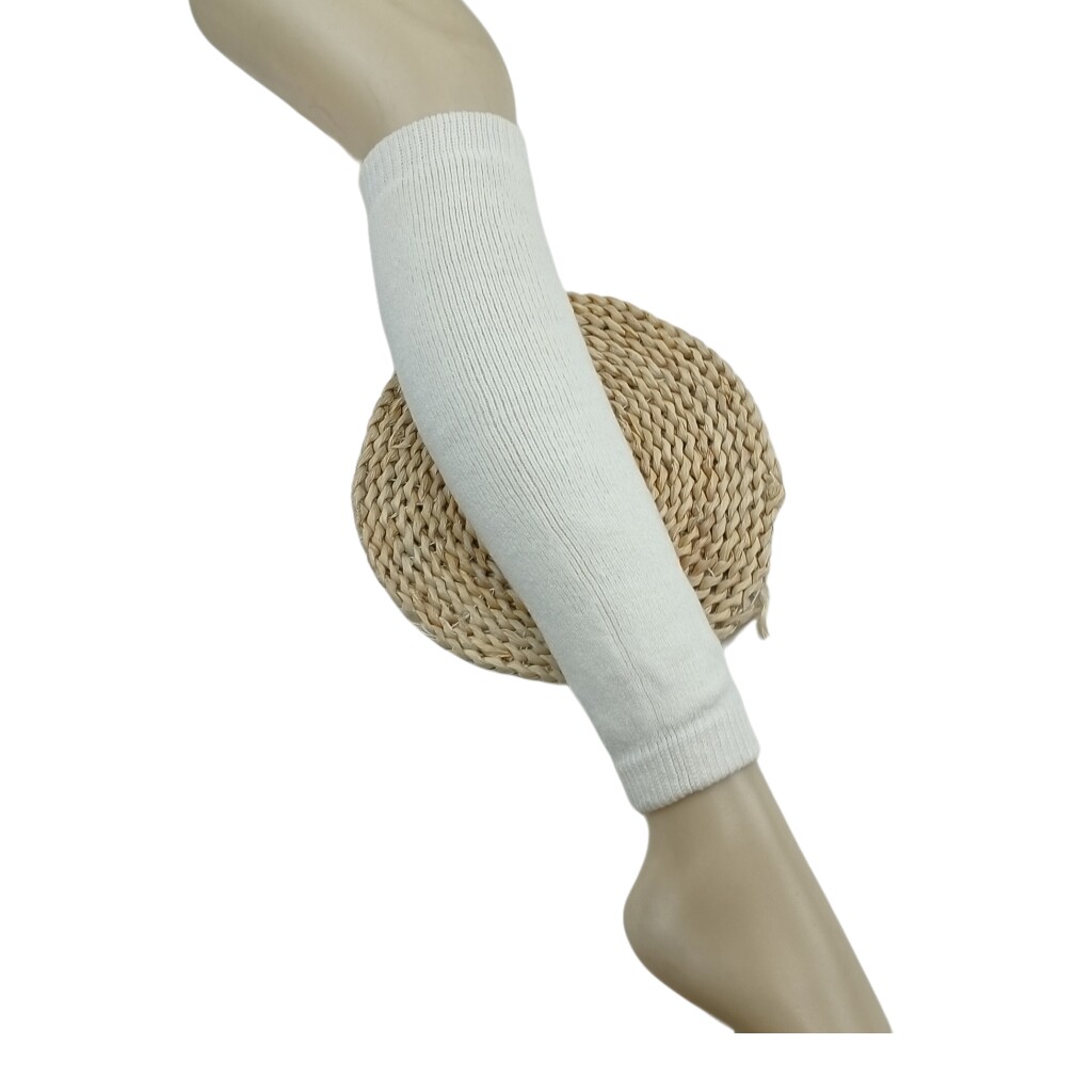 日单乳白色保暖内拉绒全毛圈护膝