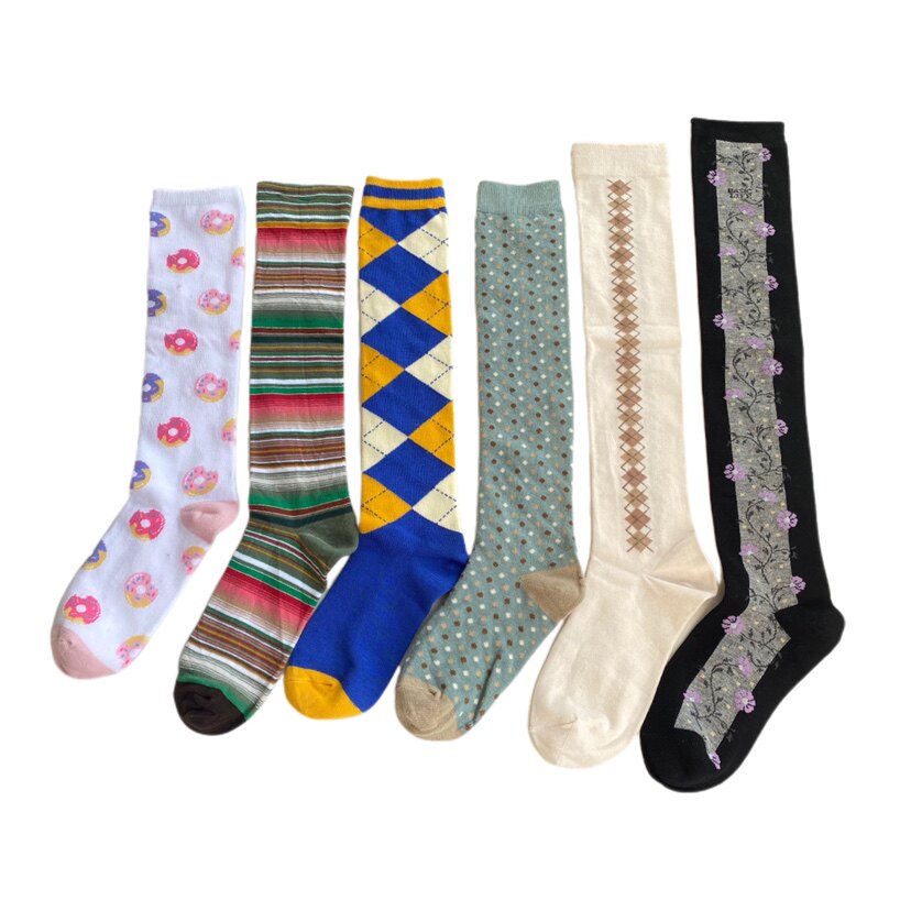 日系 杂款波点菱形格条纹小碎花长筒袜 及膝过膝盖高筒女袜 特惠~,女士内衣/男士内衣/家居服,长筒袜,淘宝优惠券,粉丝福利购,淘宝优惠卷