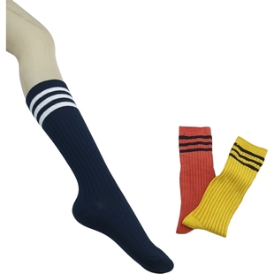 日单春夏季 三道杠小腿袜女袜 竖条纹经典