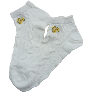 短袜女夏季 白色清新小雏菊蕾丝花边女甜美可爱女生袜子