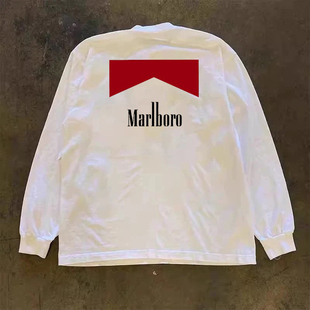 宽松情侣上衣 T恤男女同款 撤回外贸重磅100%纯棉长袖 海外订单尾货