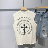 t恤休闲坎肩上衣 纯棉背心男潮ins无袖 海外订单尾货 撤回外贸夏季