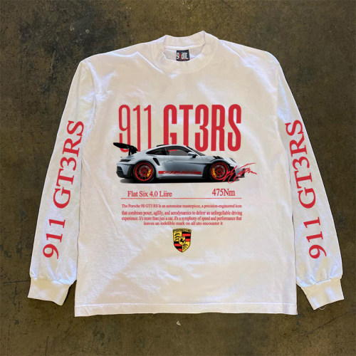 海外订单尾货~撤回外贸美式复古vibe潮牌纯棉长袖t恤男女同款上衣