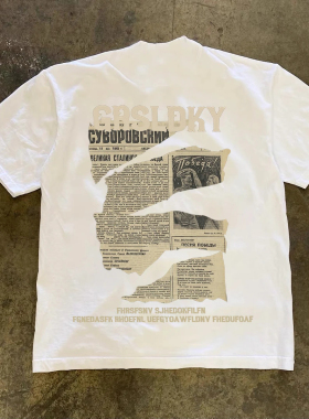 海外订单尾货~撤回外贸美式痞帅重磅纯棉短袖T恤男女同款夏季上衣