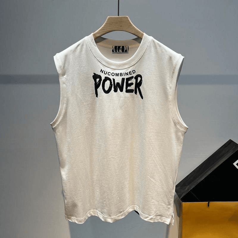 海外订单尾货~撤回外贸夏季字母印花潮流背心男休闲纯棉无袖坎肩