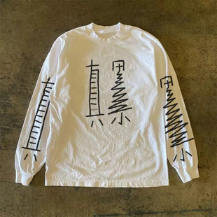 海外订单尾货 t恤男女宽松情侣上衣 撤回外贸嘻哈潮牌重磅纯棉长袖