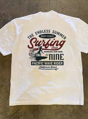 海外订单尾货~撤回外贸美式复古纯棉短袖T恤男女同款宽松上衣ins