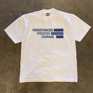 宽松上衣 T恤男女同款 海外订单尾货 撤回外贸港风chic复古纯棉短袖