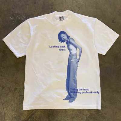 漫越美~品牌折扣古着美式复古重磅短袖t恤男女同款ins纯棉上衣服