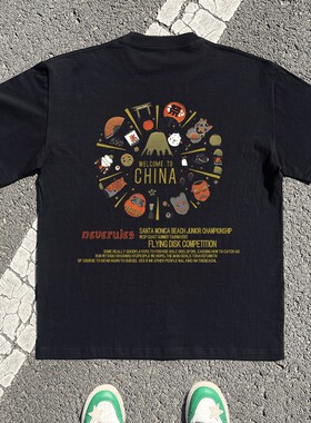 海外订单尾货~剪标撤回外贸港风chic复古短袖T恤宽松百搭ins上衣