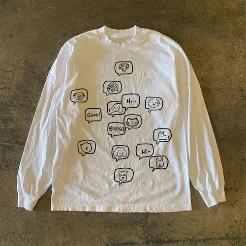 海外订单尾货~撤回外贸港风潮牌纯棉圆领长袖T恤男女百搭ins新款