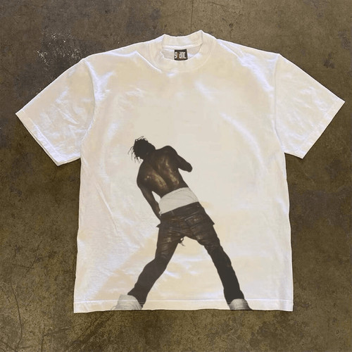 海外订单尾货~撤回外贸美式人物印花纯棉短袖t恤男女同款宽松上衣