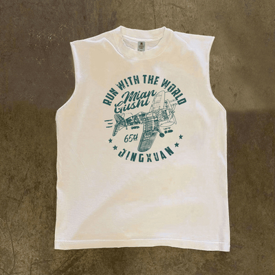海外订单尾货~撤回外贸夏季美式潮流坎肩背心男士纯棉百搭无袖t恤