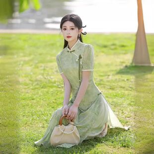 旗袍新款2025款送考新中式高考日常夏季可穿少女年轻改良海云物志