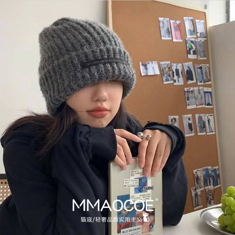 帽子女大头围显脸小秋冬款韩版ins百搭时尚毛线帽宽松保暖针织帽