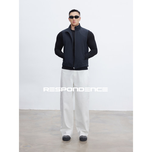 RESPONDENCE 全棉水洗白色休闲裤男款宽松直筒廓形裤松弛阔腿长裤