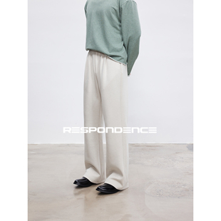 RESPONDENCE 春款羊毛混纺空气层垂坠休闲卫裤男款宽松微喇直筒裤