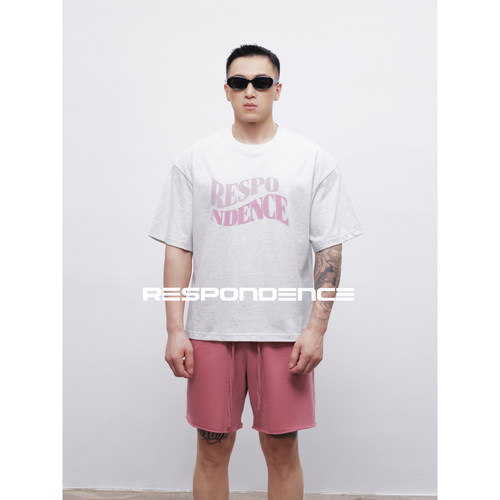 RESPONDENCE 夏季短袖男女英文字母印花设计宽松圆领纯棉针织T恤