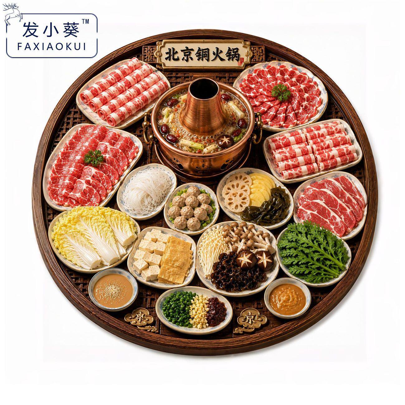 美食系列立体浮雕树脂冰箱贴北京铜火锅特色美食磁性贴