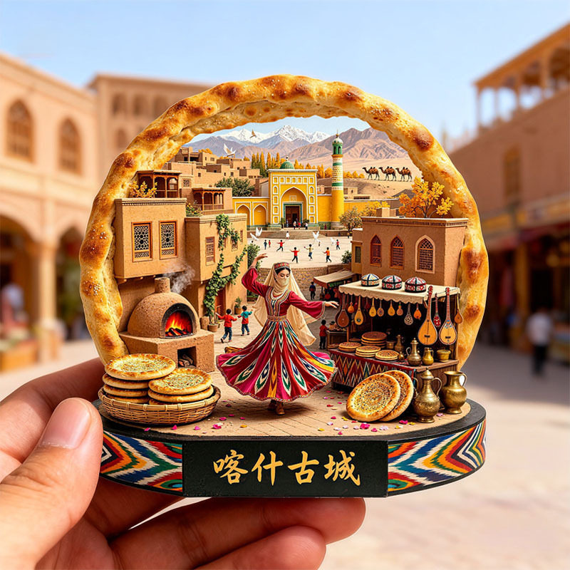 喀什古城金属浮雕冰箱贴磁吸装饰新疆旅游景点纪念品文创伴手礼物