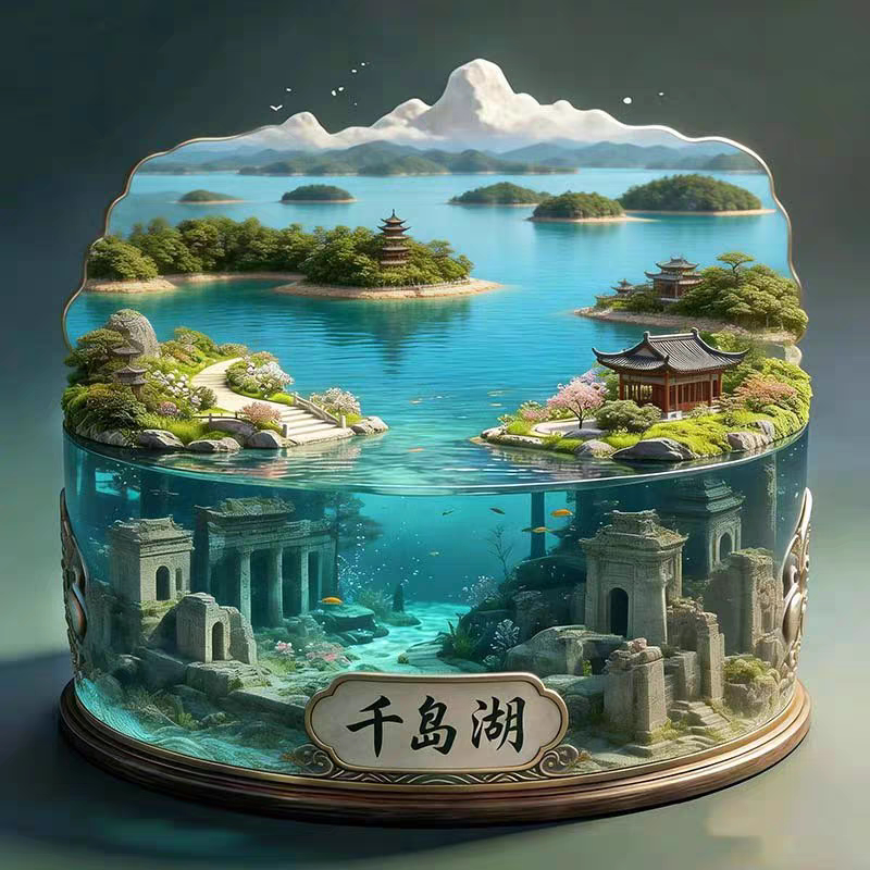 杭州千岛湖金属莫干山邮票冰箱贴浮雕彩绘工艺旅游城市文创小礼品