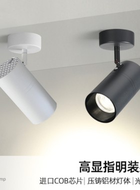 明装吸顶射灯服装店铺商用客厅家用无轨道吸顶式可调角度led射灯
