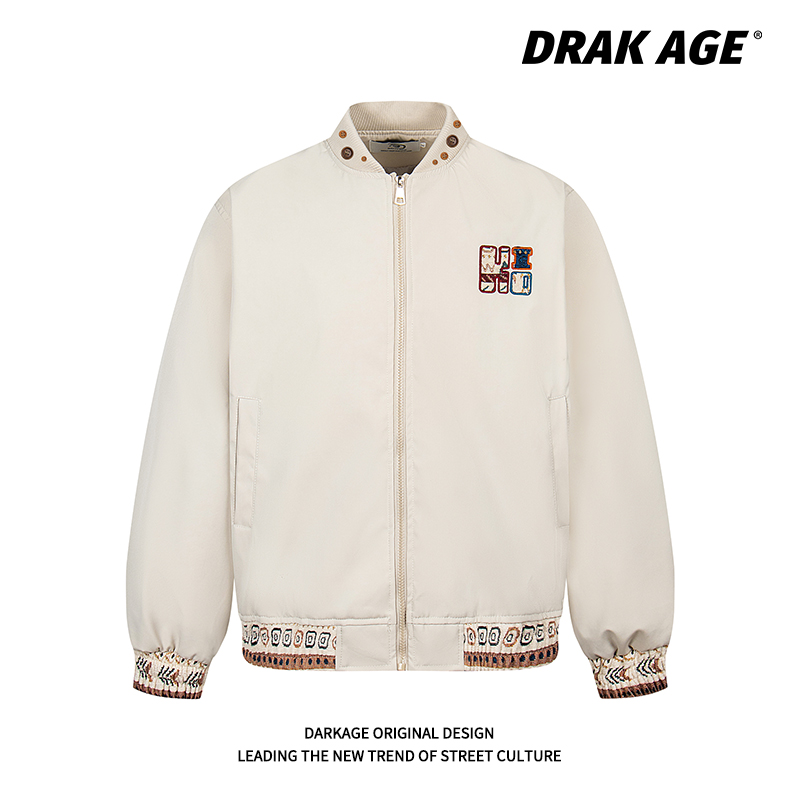 DARKAGE美式重磅刺绣棒球服夹克