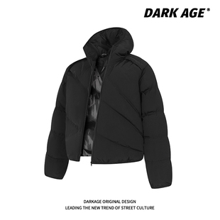 DARKAGE原创冬季斜拉链排骨立领面罩棉服cleanfit小板型棉衣外套