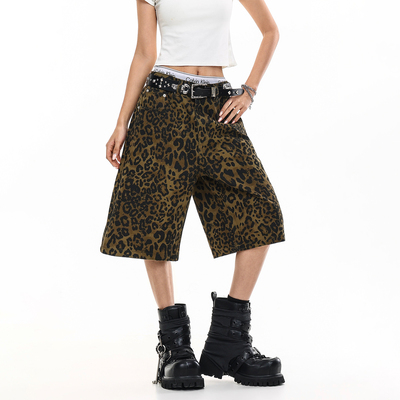 DARKAGE原创豹纹七分牛仔裤