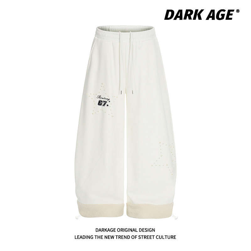 DARKAGE原创毛绒卷边钉珠刺绣弯刀休闲裤女宽松加绒保暖冬季长裤,女装/女士精品,休闲裤,淘宝优惠券,粉丝福利购,淘宝优惠卷