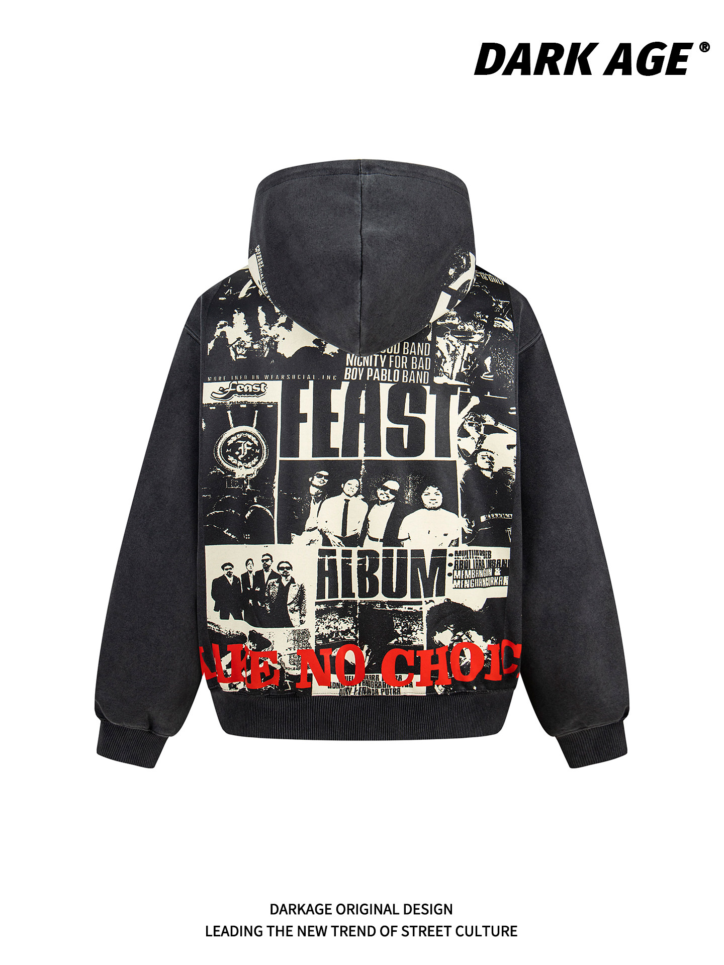 Darkage Original American Rock Portrait Distressed Hoodie for Men and Women, Loose-Fitting Couple Zipper Jacket for Autumn