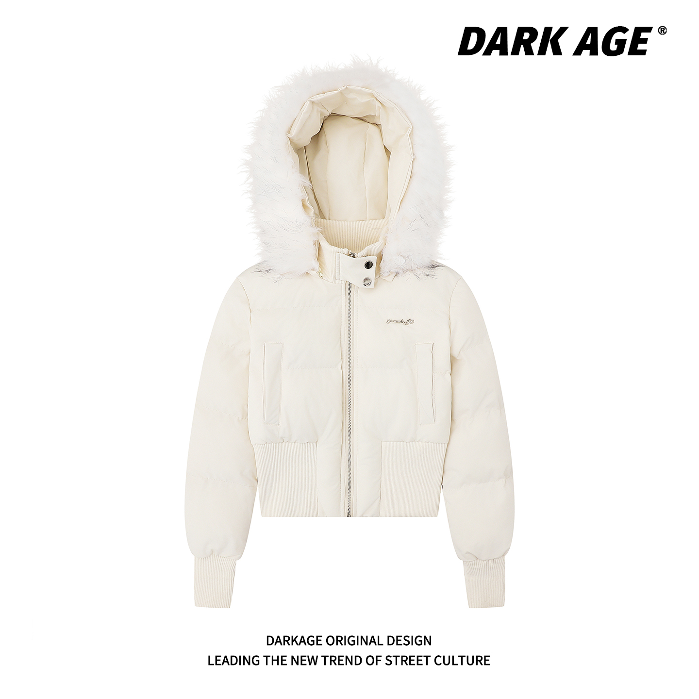 DARKAGE原创可拆卸毛领连帽棉服女冬季保暖加厚夹棉收腰短款外套
