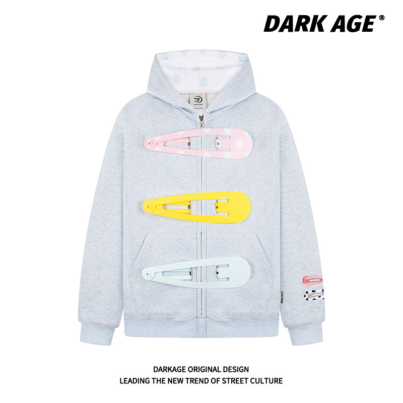 DARKAGE原创美式复古可拆卸大发夹拼接男女宽松拉链情侣连帽外套,女装/女士精品,卫衣/绒衫,淘宝优惠券,粉丝福利购,淘宝优惠卷