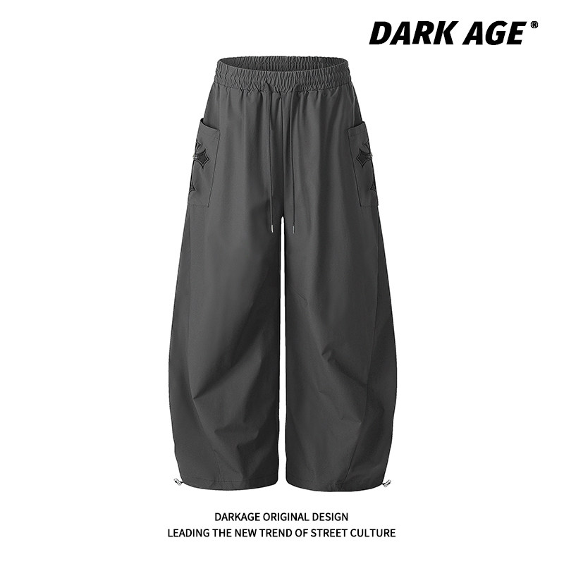 DARKAGE原创美式复古刺绣十字架阔腿休闲裤男女抽绳设计街舞长裤,女装/女士精品,休闲裤,淘宝优惠券,粉丝福利购,淘宝优惠卷