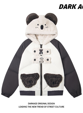 DARKAGE原创软萌卡通小众冬季连帽棉服宅系设计感保暖加厚面包服