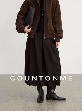 COUNTONME 简约随性/精纺羊毛半松紧腰显瘦质感纯色花苞裙女