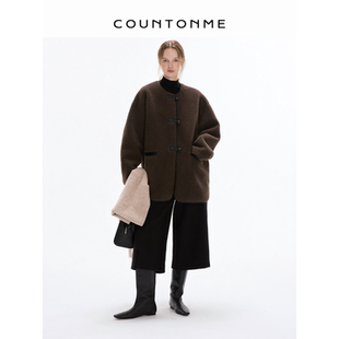 COUNTONME 圆领皮毛一体廓形慵懒简约羊羔毛皮草外套 摩登老钱