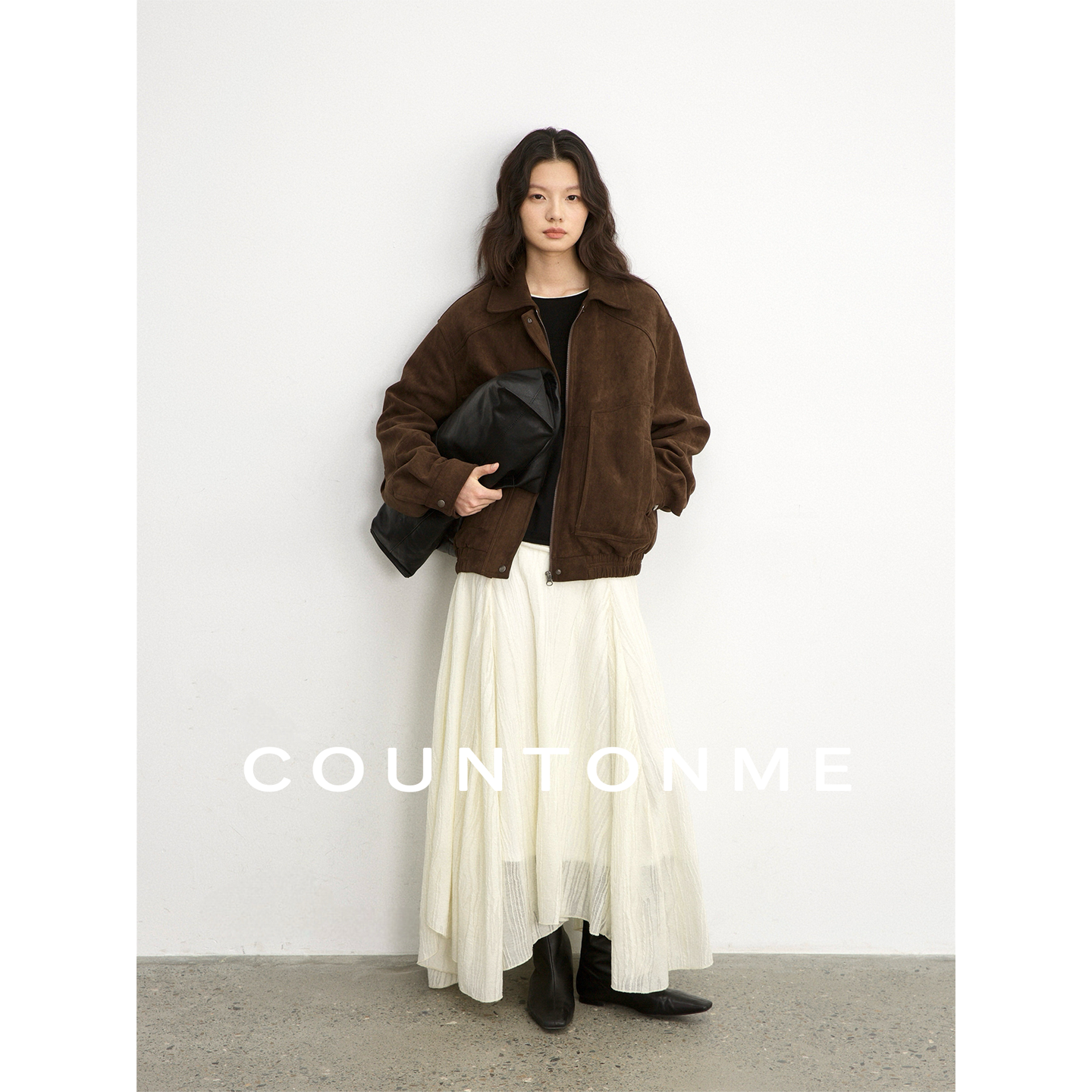 COUNTONME 浪漫随性/秋冬不规则羊毛蕾丝半裙垂坠感飘逸长裙