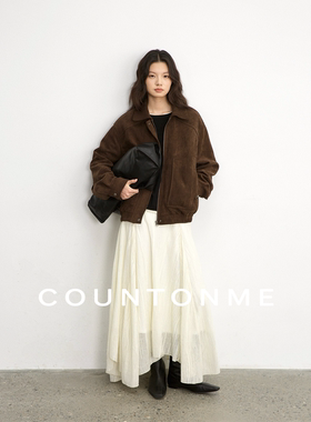 COUNTONME 浪漫随性/秋冬不规则羊毛蕾丝半裙垂坠感飘逸长裙