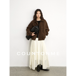 COUNTONME 秋冬不规则羊毛蕾丝半裙垂坠感飘逸长裙 浪漫随性