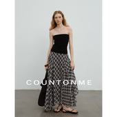 COUNTONME 飘逸不规则下摆复古格纹百搭显瘦半身裙 浪漫随性