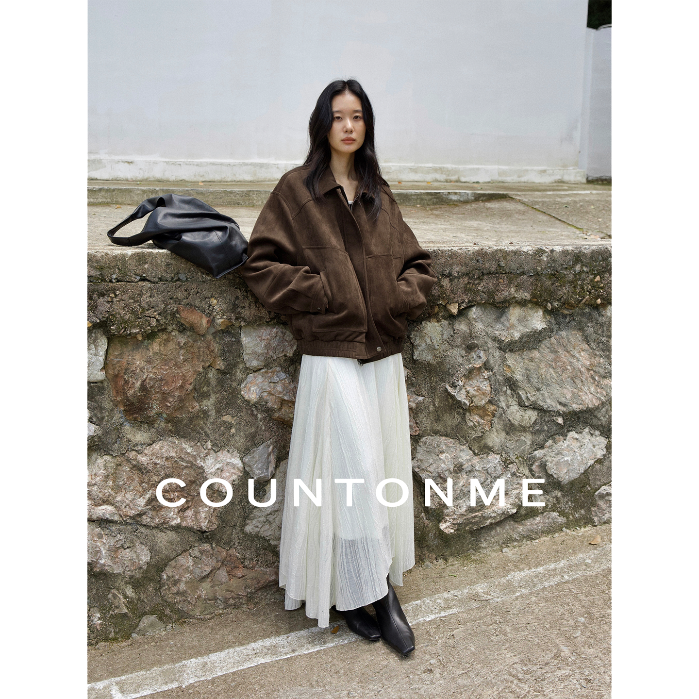 COUNTONME 复古老钱/重工质感2025秋冬柔雾感麂皮翻领夹克外套