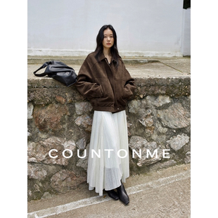 COUNTONME 重工质感2025秋冬柔雾感麂皮翻领夹克外套 复古老钱