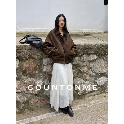 COUNTONME 复古老钱/重工质感2025秋冬柔雾感麂皮绒翻领夹克外套