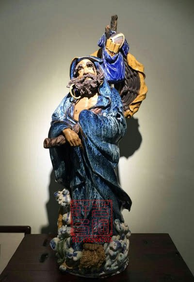 陶瓷工艺品 石湾公仔 大型达摩像 达摩东渡