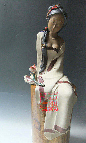 陶瓷工艺品 石湾公仔 仕女 清荷 中国风